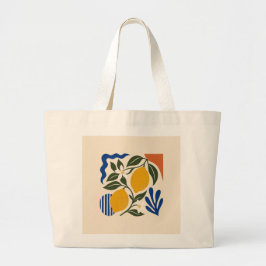 Abstract Citroenfruit Botanisch Patroon Elegante T Grote Tote Bag