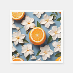 Abstract Citrus Sinaasappel en bloemen Servet