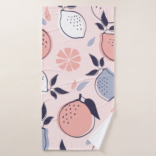 Abstract citruspatroon van Lemon en Sinaasappels i Badhanddoek (Badhanddoek)