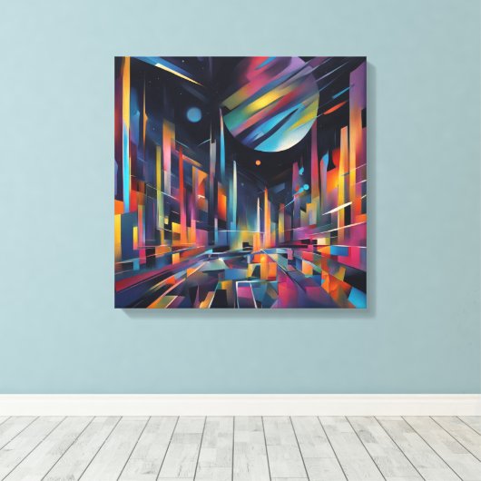 Abstract City Canvas Afdruk (Insitu (Houten vloer))