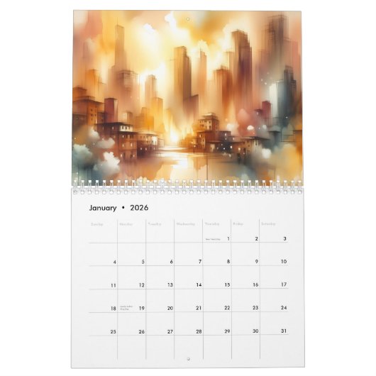 Abstract City Scape 12 Month Calendar Kalender (Jan 2026)