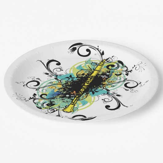 Abstract Clarinet Music Marching Band Theme Papieren Bordje (Gekanteld)