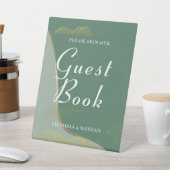 Abstract Cloud Pattern Gold Line Guestbook Reclamebord Met Voetstuk (Insitu)