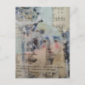 Abstract Clown Gezicht Grunge Collage Briefkaart (Voorkant)