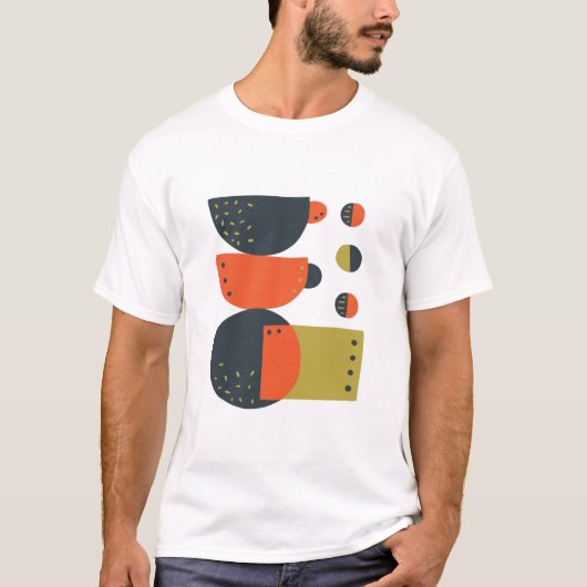 Abstract Coffee Mugs Stacked T-shirt (Voorkant)