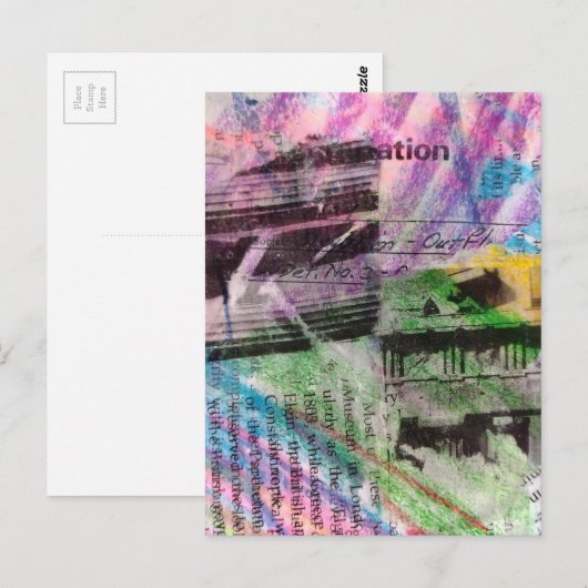 abstract collage architecture and words briefkaart (Voorkant / Achterkant)