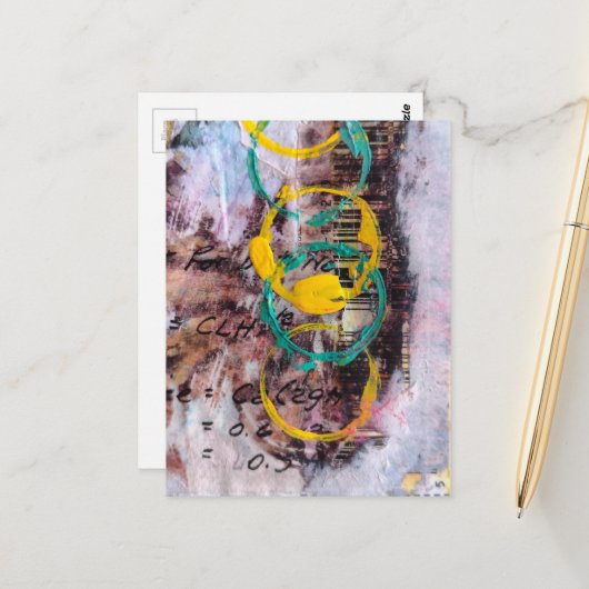 abstract collage met cirkels briefkaart (Voorkant / Achterkant in situ)