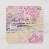 Abstract  Collage Roze Vierkante Visitekaartje (Achterkant)