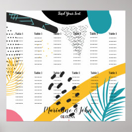 Abstract collage Tropical Wedding Seating Chart Poster