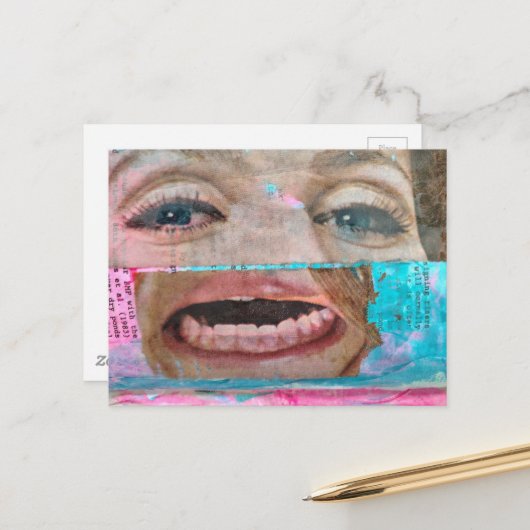 abstract collage with a eyes and mouth briefkaart (Voorkant / Achterkant in situ)