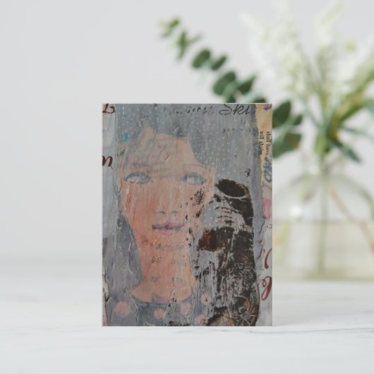 abstract collage with face and skeleton briefkaart (Staand voorkant)