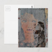 abstract collage with face and skeleton briefkaart (Voorkant / Achterkant)