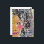 abstract collage with face  briefkaart<br><div class="desc">A colorful mixed media collage with a face</div>