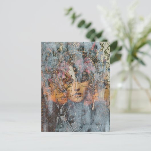 abstract collage with face briefkaart (Staand voorkant)