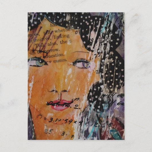 abstract collage with face education games words briefkaart (Voorkant)