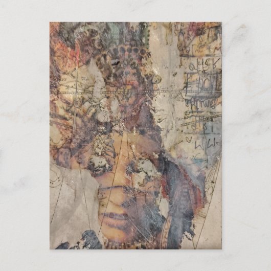 abstract collage with face mixed media briefkaart (Voorkant)