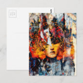 abstract collage with face mixed media briefkaart (Voorkant / Achterkant)