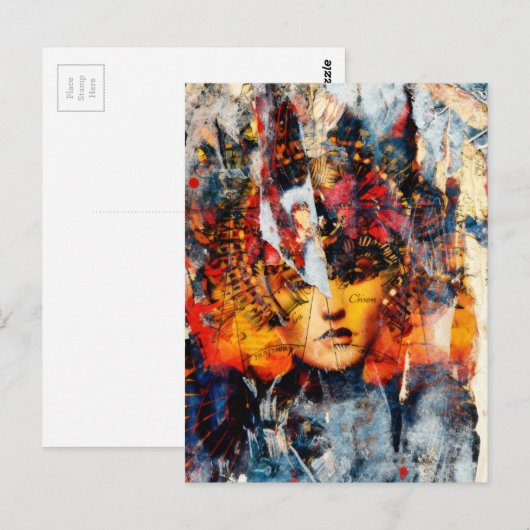 abstract collage with face mixed media briefkaart (Voorkant / Achterkant)