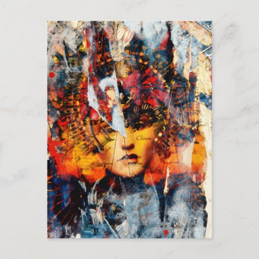 abstract collage with face mixed media briefkaart (Voorkant)