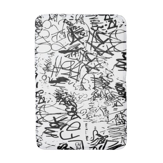 Abstract collage zwarte en witte graffiti badmat (Voorkant Verticaal)