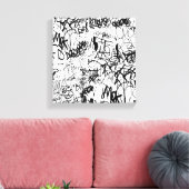 Abstract collage zwarte en witte graffiti canvas afdruk (Insitu (Woonkamer))