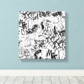 Abstract collage zwarte en witte graffiti canvas afdruk (Insitu (Houten vloer))