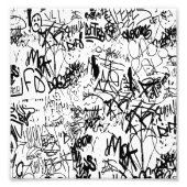 Abstract collage zwarte en witte graffiti foto afdruk (Voorkant)