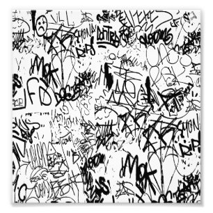 Abstract collage zwarte en witte graffiti foto afdruk