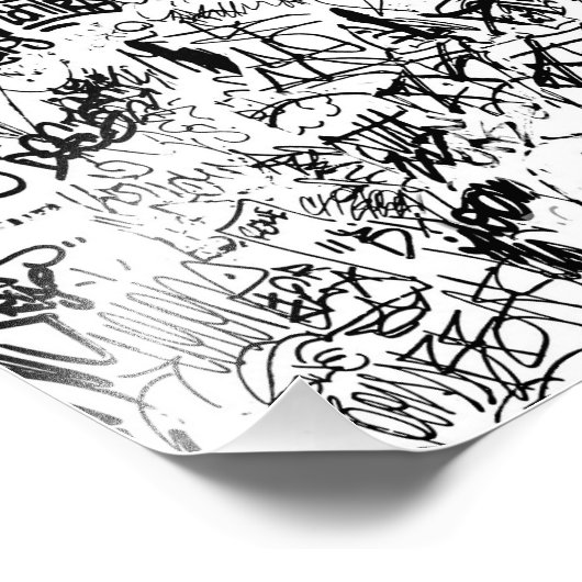 Abstract collage zwarte en witte graffiti foto afdruk (Hoek)