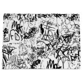 Abstract collage zwarte en witte graffiti groot cadeauzakje (Voorkant)