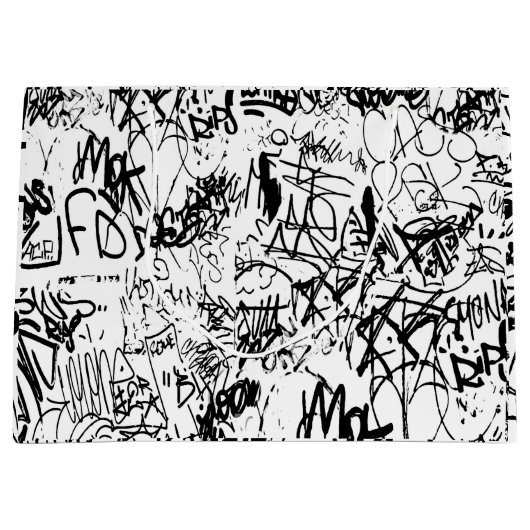 Abstract collage zwarte en witte graffiti groot cadeauzakje (Voorkant)
