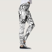 Abstract collage zwarte en witte graffiti leggings (Rechts)