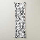 Abstract collage zwarte en witte graffiti lichaamskussen (Achterkant (Verticaal))