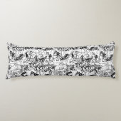 Abstract collage zwarte en witte graffiti lichaamskussen (Voorkant)