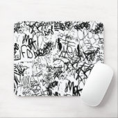 Abstract collage zwarte en witte graffiti muismat (Met muis)