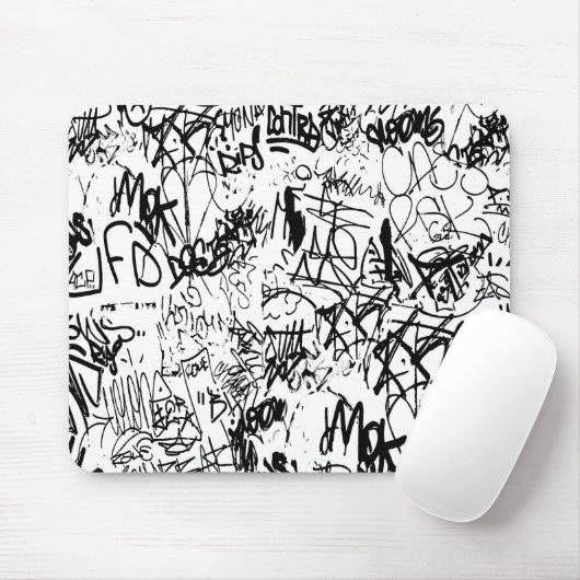 Abstract collage zwarte en witte graffiti muismat (Met muis)