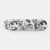 Abstract collage zwarte en witte graffiti persoonlijk skateboard (Horizontaal)