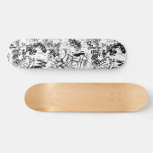 Abstract collage zwarte en witte graffiti persoonlijk skateboard (Horizontaal)