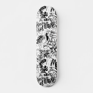 Abstract collage zwarte en witte graffiti persoonlijk skateboard
