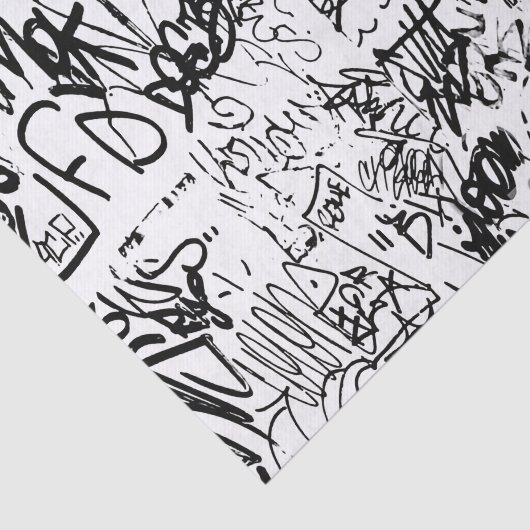 Abstract collage zwarte en witte graffiti tissuepapier (Detail)