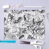 Abstract collage zwarte en witte graffiti tissuepapier (Craft)