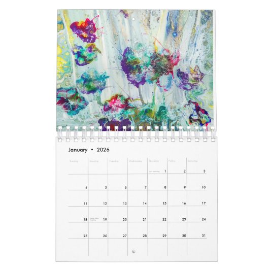 Abstract Collectie kalender vloeibare kunst schild (Jan 2026)