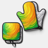 Abstract Color Energy Flow Design Ovenwant & Pannenlap Set (Voorkant / Achterkant)