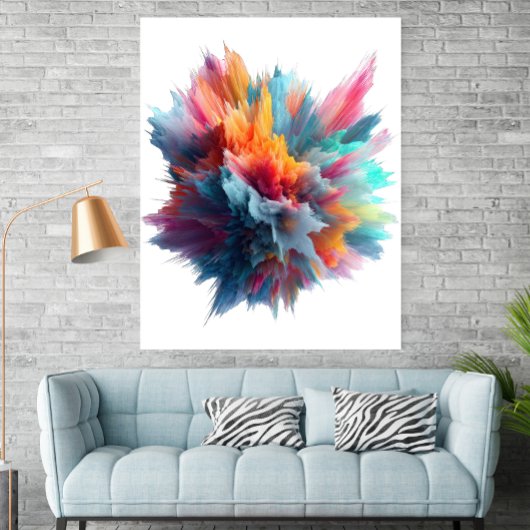 Abstract Color Explosion Contemporary Art Poster