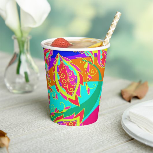 abstract,color,pattern, indian,mandala,pink; papieren bekers (Insitu)