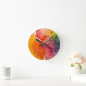 Abstract Color Splash Wall Clock Ronde Klok (Huis)