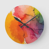 Abstract Color Splash Wall Clock Ronde Klok (Voorkant)