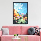 Abstract Colorado Mountains Desert Cactus Canvas Afdruk (Insitu (Woonkamer))