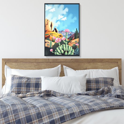Abstract Colorado Mountains Desert Cactus Canvas Afdruk (Insitu (Slaapkamer))