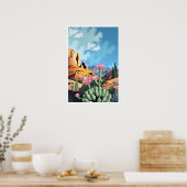 Abstract Colorado Mountains Desert Cactus Poster (Keuken)